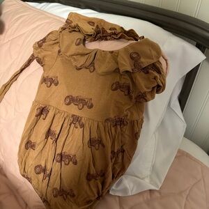 Kate Quinn Brown Tractor Print Kids One Piece